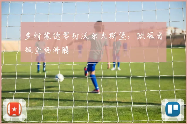 多特蒙德零封沃尔夫斯堡，欧冠晋级全场沸腾